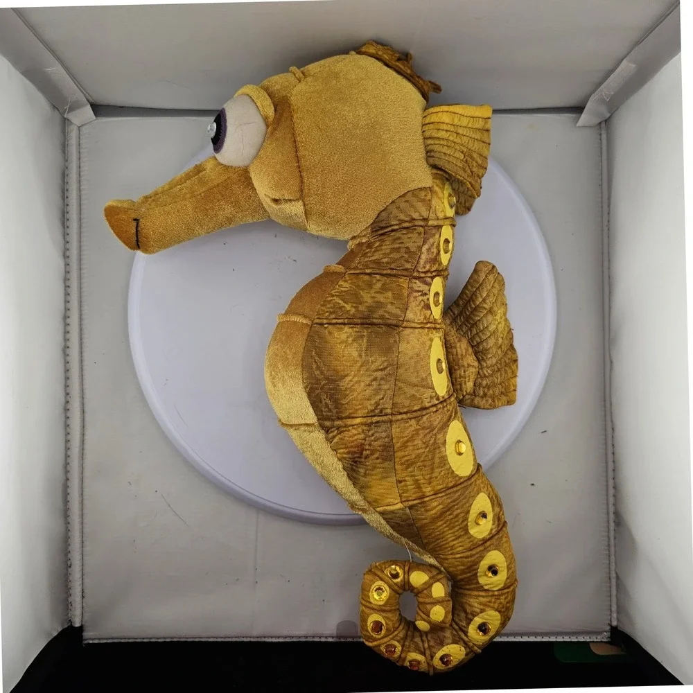 Vintage Gold Seahorse Plush Stuffed Animal 15 in Sparkle Rinestones Eyes Stuffed